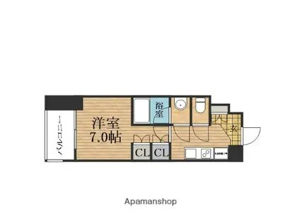 ルネフラッツ谷町四丁目(1K/12階)の間取り写真