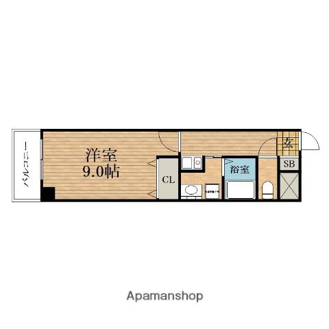 リバーライズ谷町4(1K/4階)の間取り写真