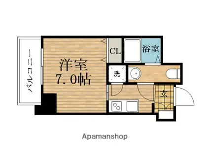 ラシュレエグゼ本町(1K/4階)の間取り写真