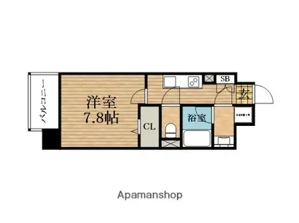 アーバネックス心斎橋2(1K/3階)の間取り写真