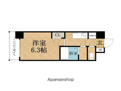 プレサンス谷町九丁目ディセオ(1K/4階)の間取り写真