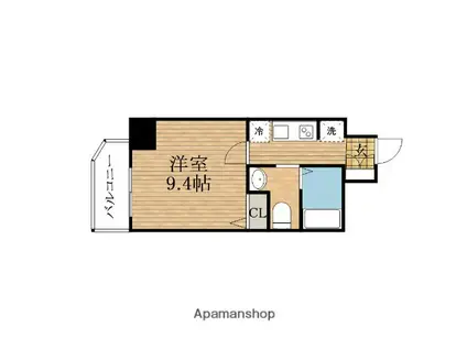 ヴィラタワー谷町(1K/6階)の間取り写真