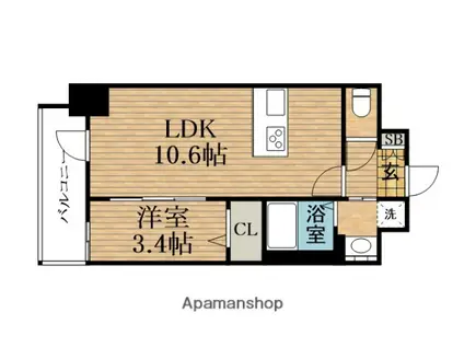 S-RESIDENCE堺筋本町DEUX(1LDK/12階)の間取り写真