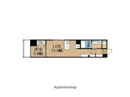 M.HILLS本町東(1LDK/11階)の間取り写真