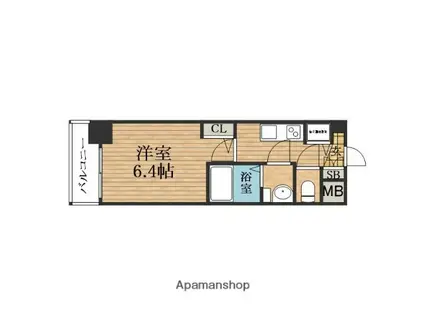 プレサンス心斎橋ブライト(1K/3階)の間取り写真