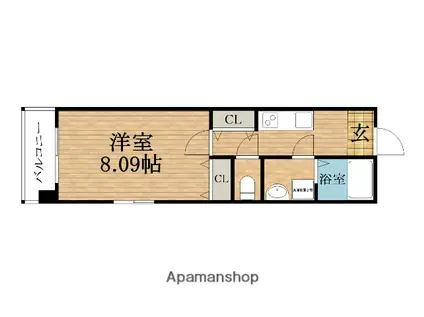 ドゥエリング上汐(1K/3階)の間取り写真