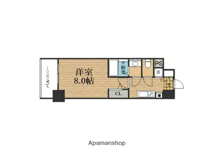 エスリード谷町四丁目(1K/11階)の間取り写真