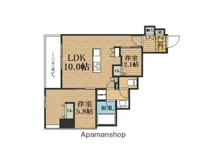 アーバネックス天満橋FRONT(2LDK/9階)の間取り写真