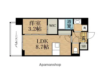 エスリードレジデンス梅田クラスシティ(1LDK/2階)の間取り写真