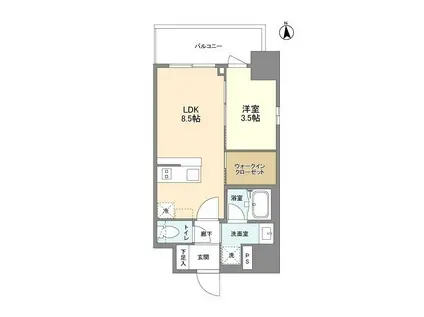 リヴェント難波ウエスト(1LDK/3階)の間取り写真