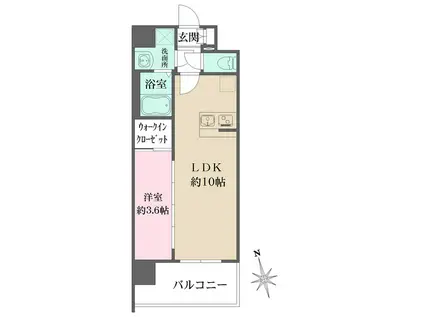 リヴェント玉造(1LDK/5階)の間取り写真