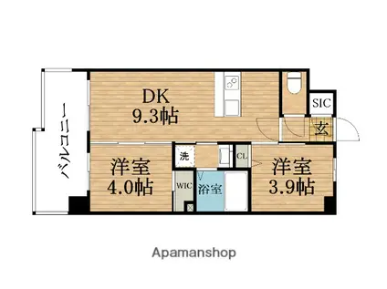 セレニテフラン谷町四丁目アリエ(2DK/15階)の間取り写真