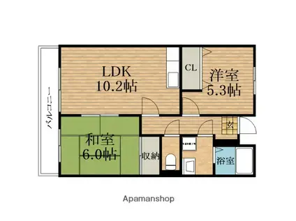 ファミリーコート大今里(2LDK/2階)の間取り写真