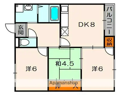 ハイクレスト宮之阪(3DK/2階)の間取り写真