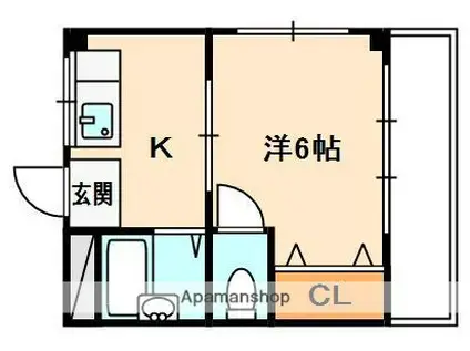 第2星ヶ丘マンション(1K/3階)の間取り写真