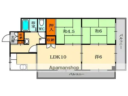 クラウンマンション(3LDK/2階)の間取り写真