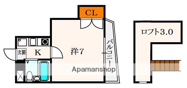 第3和幸マンション(1K/4階)の間取り写真