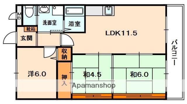 ル・ローヌ(3LDK/3階)の間取り写真