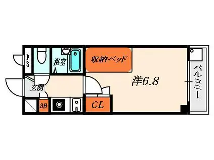 ラピュタ牧野阪(1K/4階)の間取り写真