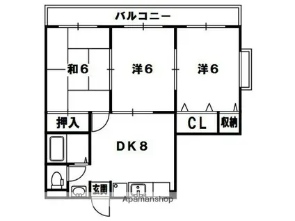 ウエストコート(3DK/3階)の間取り写真