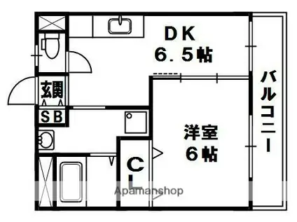 スカイコーポ都丘(1DK/4階)の間取り写真