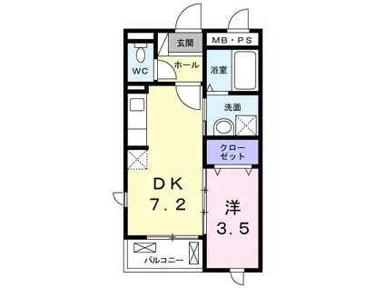 トワイライト(1DK/2階)の間取り写真
