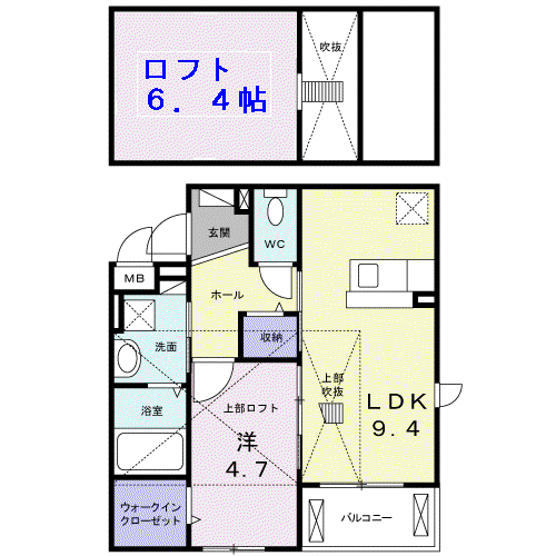 クリール ポッシュT&K(1LDK/2階)の間取り写真