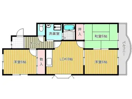 フロンティ枚方公園(3LDK/4階)の間取り写真