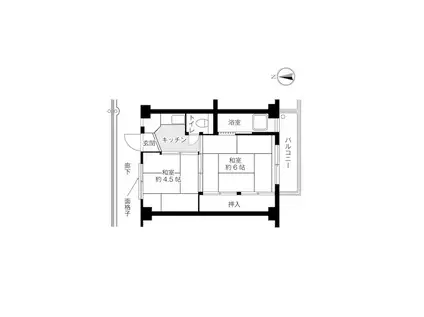 ビレッジハウス星ヶ丘 1号棟(2K/3階)の間取り写真