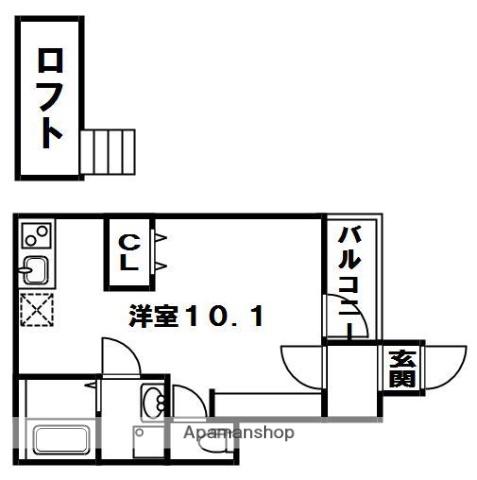 あんしんプラス走谷(ワンルーム/1階)の間取り写真