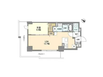 COLOREHIRAKATA(1LDK/9階)の間取り写真