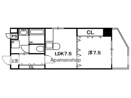宮之阪ウェーブ(1DK/4階)の間取り写真