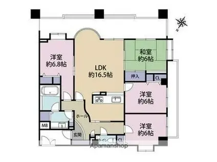 フィオレッタ枚方(4LDK/3階)の間取り写真