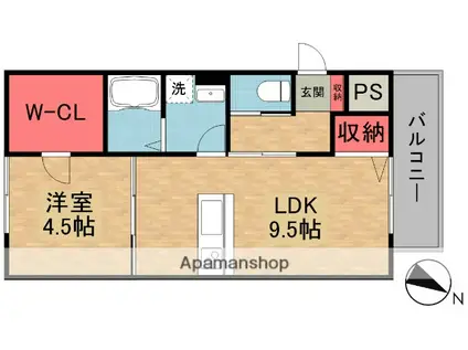 牧野阪3丁目アパート(1LDK/2階)の間取り写真