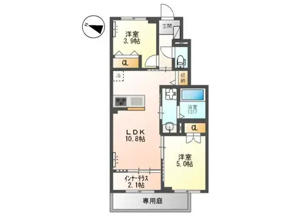 交野市郡津3丁目アパート工事(2LDK/1階)の間取り写真