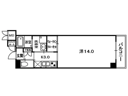 リベルテ交野(1K/6階)の間取り写真