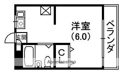 御殿山壱番館(1K/2階)の間取り写真