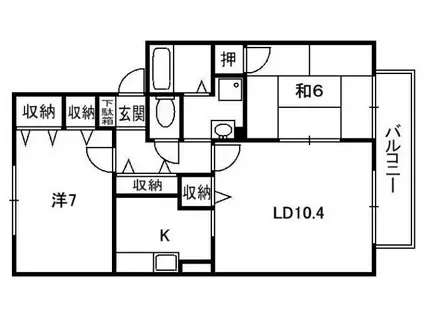 メルベーユO.Y(2LDK/2階)の間取り写真