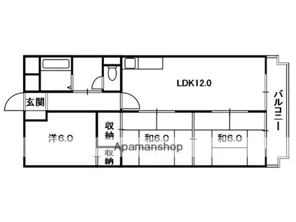 西尾ハイツ(3LDK/2階)の間取り写真
