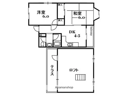 野村マンション(2DK/2階)の間取り写真