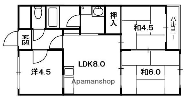 ハイクレスト宮之阪(3DK/5階)の間取り写真