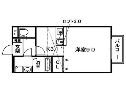 グランパルク(1K/1階)の間取り写真
