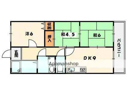 ハイツサンヒル(3DK/2階)の間取り写真