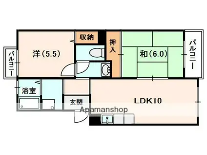 ダブルツリー1番館(2LDK/3階)の間取り写真