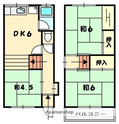 片町線 長尾駅(大阪) 徒歩20分 2階建 築49年(3DK)の間取り写真