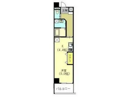 リベルテ交野(1K/2階)の間取り写真