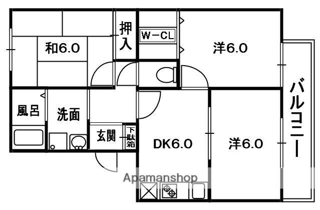 ボナール藤(3DK/3階)の間取り写真