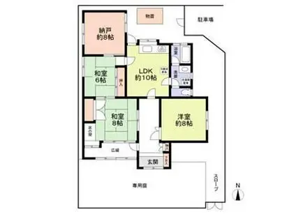 片町線 津田駅 徒歩12分 1階建 築39年(3SLDK)の間取り写真