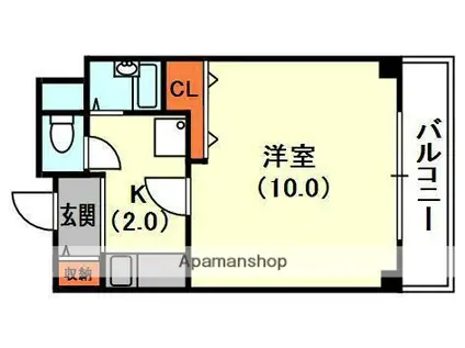 セブンスヒル2(1K/4階)の間取り写真