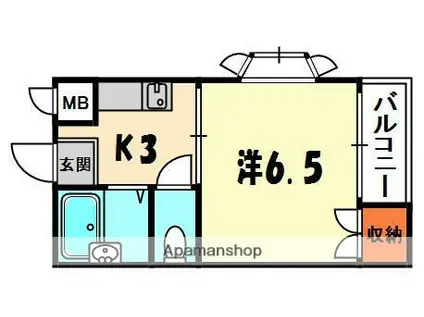 ハイツオークス(1K/4階)の間取り写真